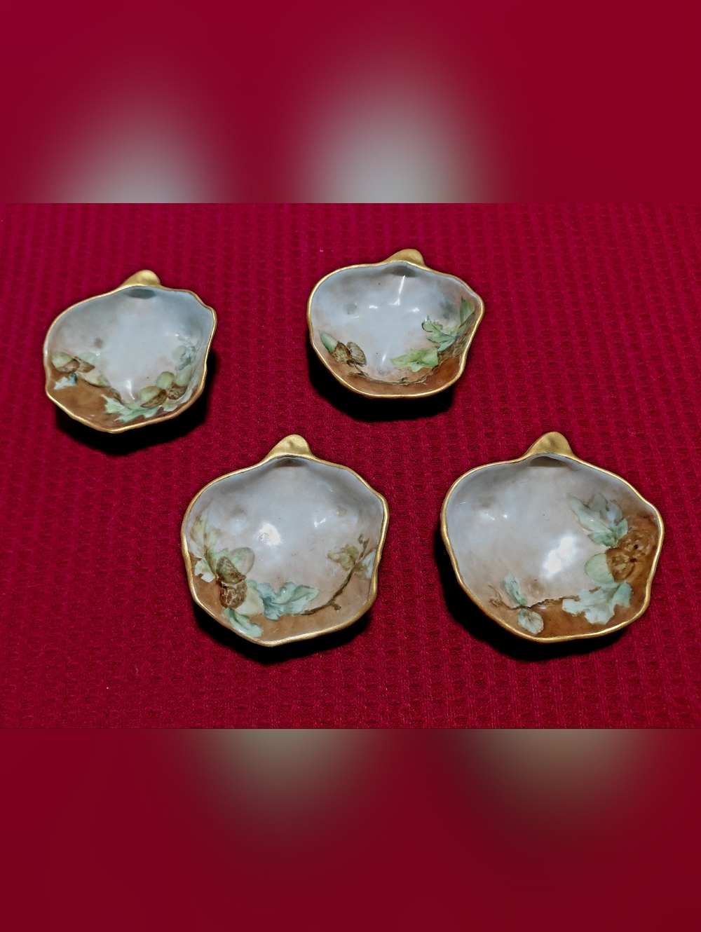 Vintage Hand Painted Salt Cellars (4) - Shell Shaped